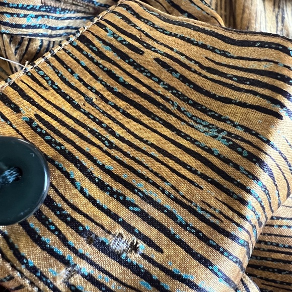 Vintage Linda Allred for Ellen Tracy silk blouse gold with specks of teal - Picture 5 of 6